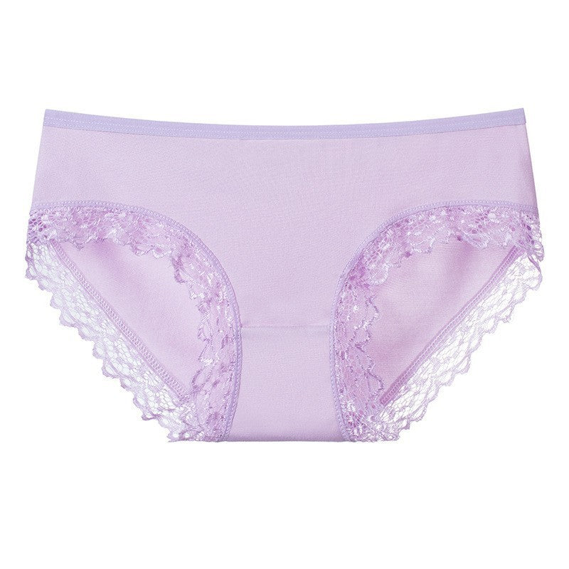 Fashion Women's Lace Edge Solid Color Underwear