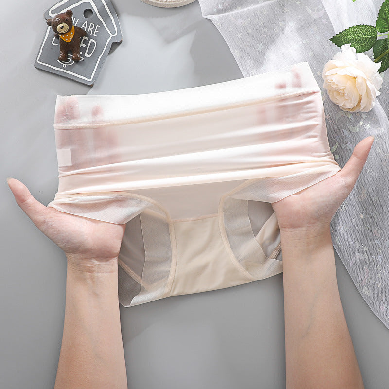 Ice Silk Seamless Panties Ultra-thin Quick-drying Breathable Mid-high Waist Antibacterial Bottom Crotch