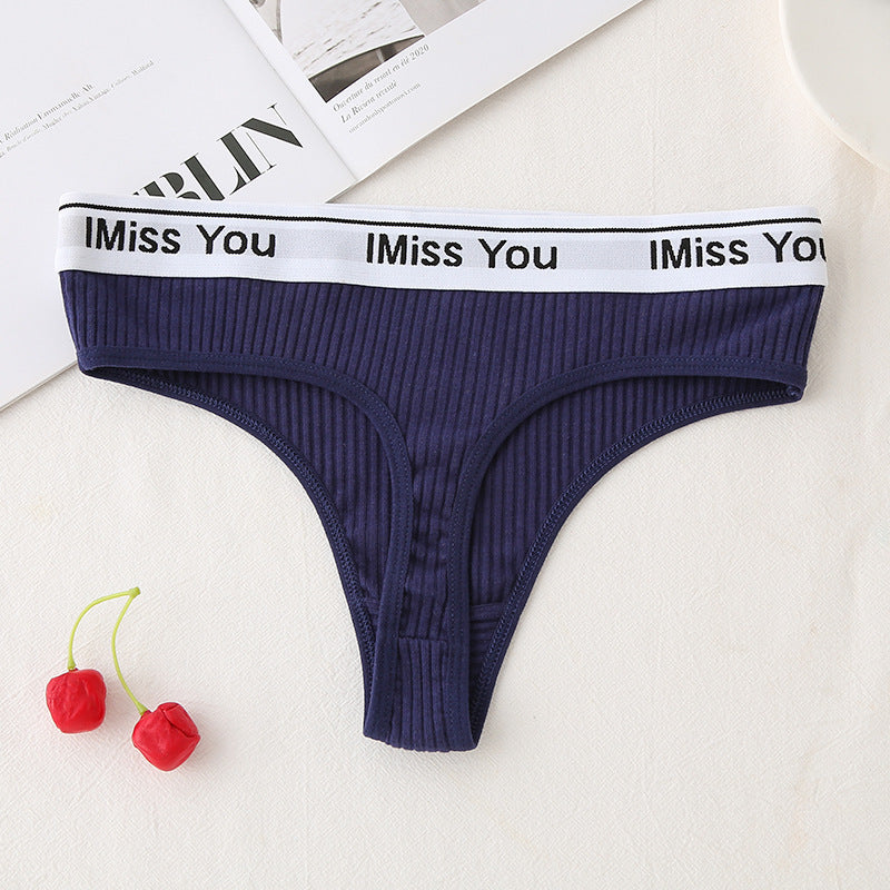 Low Waist Cotton Crotch Panties Women's T-back