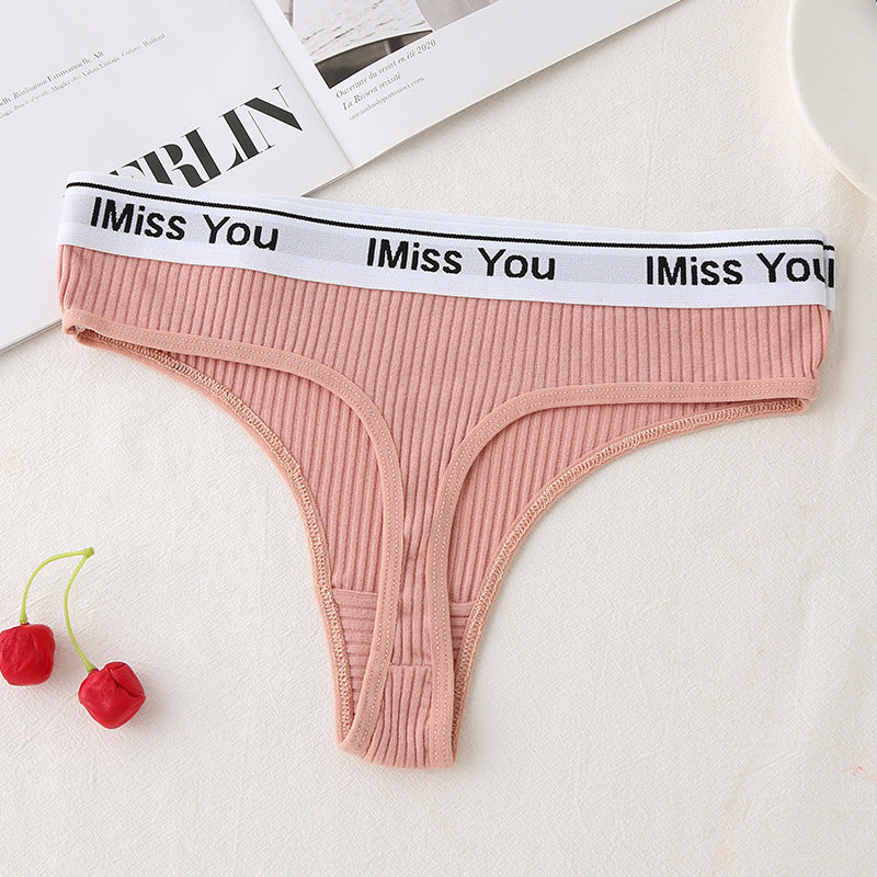 Low Waist Cotton Crotch Panties Women's T-back