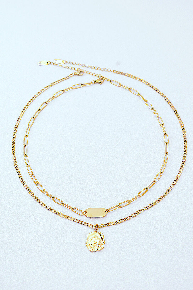 Gold-Plated Double-Layered Pendant Necklace