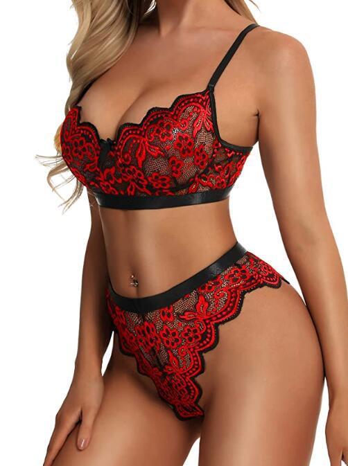 Lace Bra And Panties Set Two-piece Floral