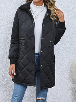 Drawstring Waist Longline Winter Coat