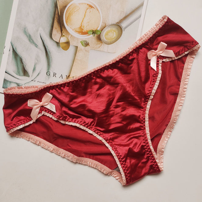 Women's Wooden Ear Triangle Low Waist Bow Cute Panties