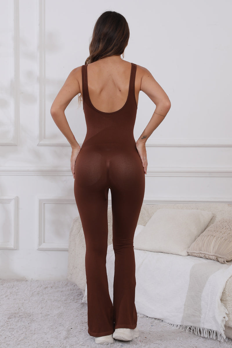 Scoop Neck Wide Strap Active Jumpsuit