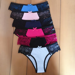 Women's Low Waist Lace Color Matching Panties Cotton Briefs