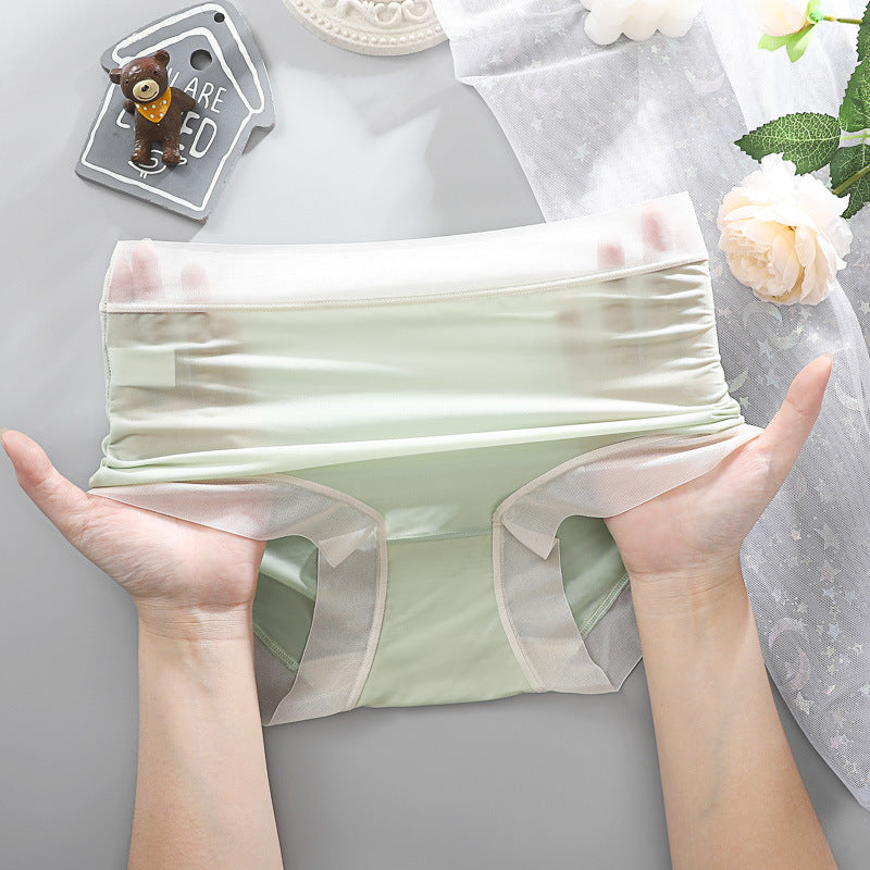 Ice Silk Seamless Panties Ultra-thin Quick-drying Breathable Mid-high Waist Antibacterial Bottom Crotch