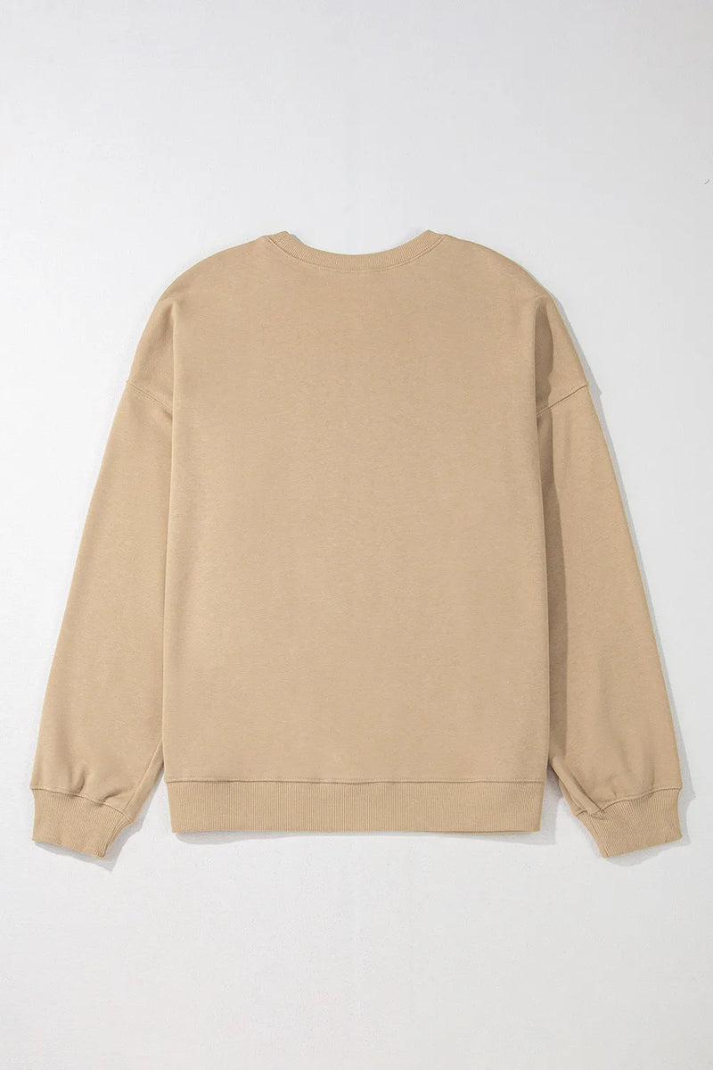 Plus Size Round Neck Long Sleeve Sweatshirt