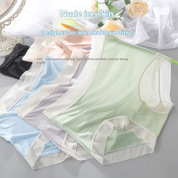 Ice Silk Seamless Panties Ultra-thin Quick-drying Breathable Mid-high Waist Antibacterial Bottom Crotch