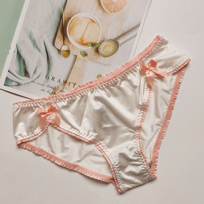 Women's Wooden Ear Triangle Low Waist Bow Cute Panties