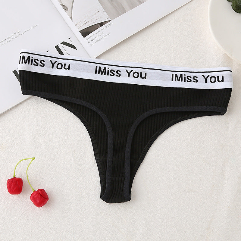 Low Waist Cotton Crotch Panties Women's T-back