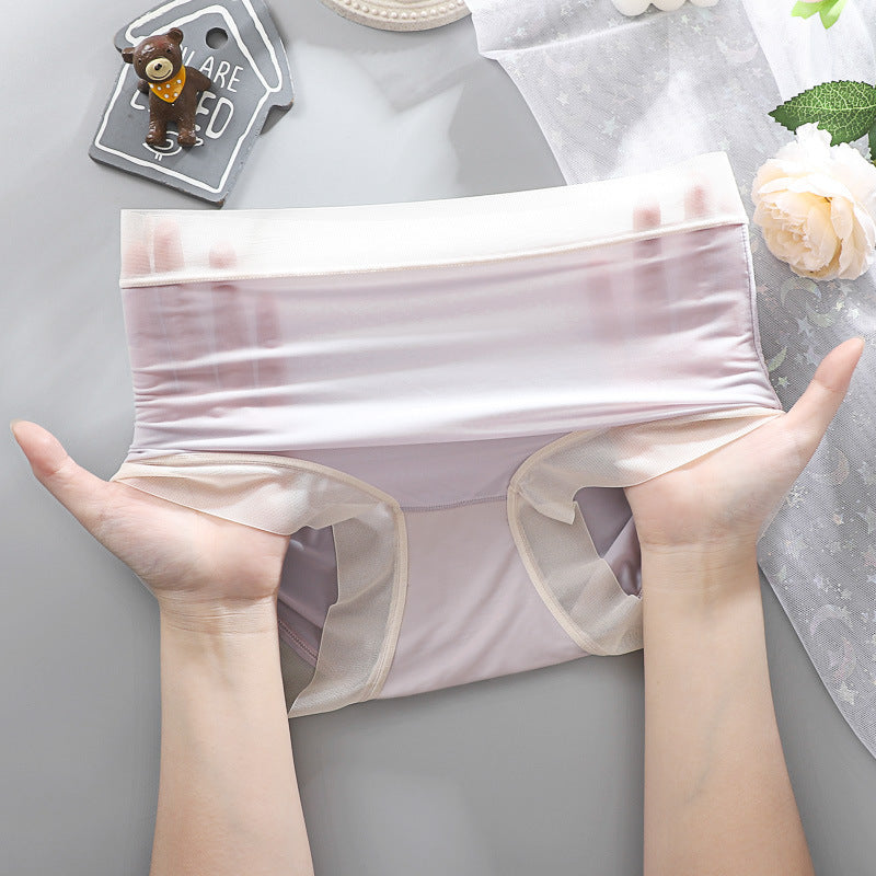 Ice Silk Seamless Panties Ultra-thin Quick-drying Breathable Mid-high Waist Antibacterial Bottom Crotch