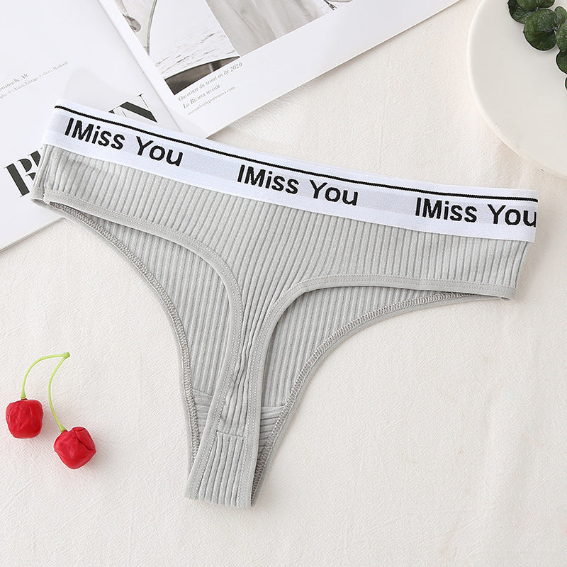 Low Waist Cotton Crotch Panties Women's T-back