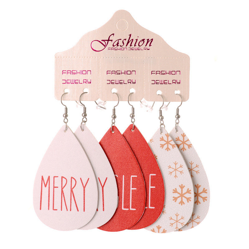 Christmas PU Earrings Set