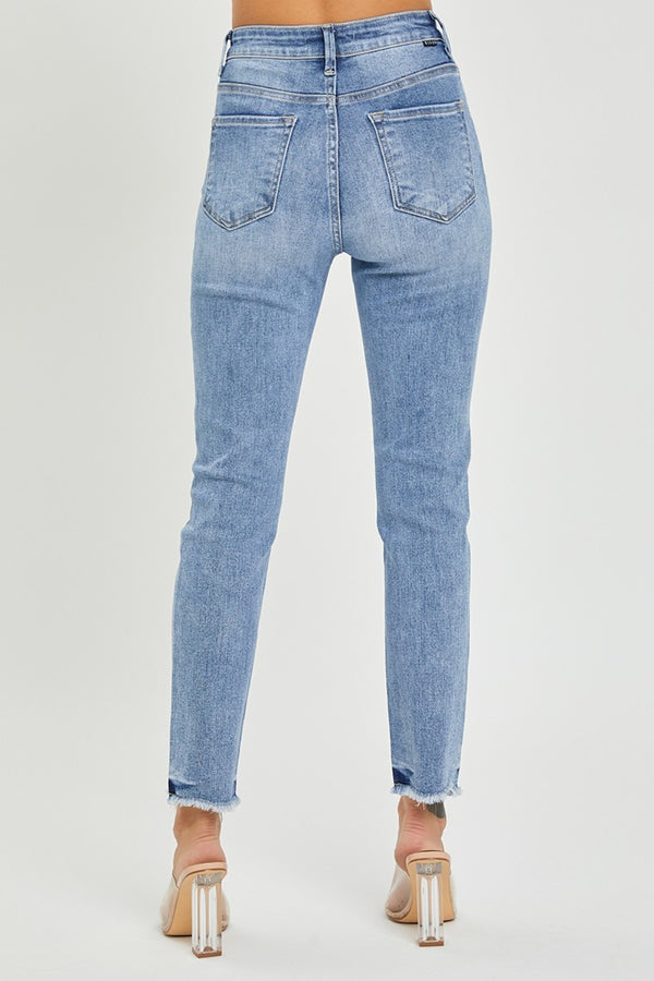 RISEN Full Size High Rise Frayed Hem Skinny Jeans