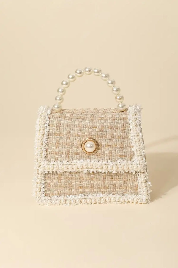 Fame Pearly Trim Woven Handbag