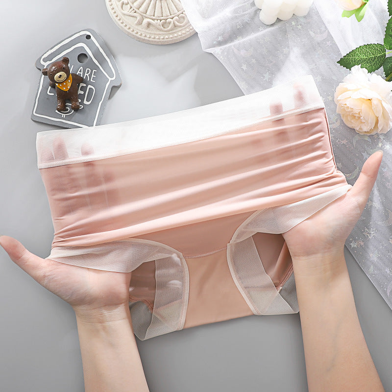 Ice Silk Seamless Panties Ultra-thin Quick-drying Breathable Mid-high Waist Antibacterial Bottom Crotch